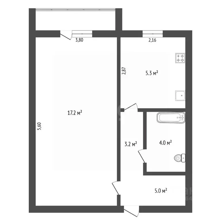 1-к кв. Амурская область, Благовещенск ул. Чайковского, 191 (31.3 м) - Фото 1