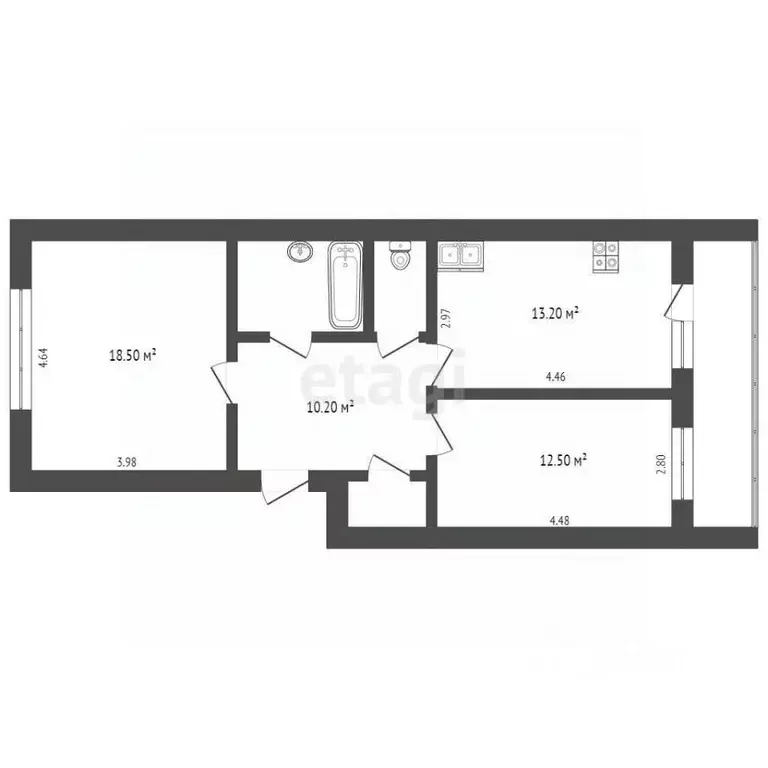 2-к кв. Вологодская область, Вологда Архангельская ул., 17 (62.1 м) - Фото 2