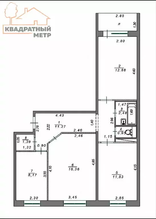 3-комнатная квартира: Димитровград, Братская улица, 49 (65.3 м) - Фото 1