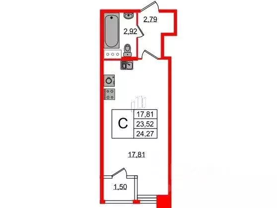 Квартира, студия, 23.6 м - Фото 0