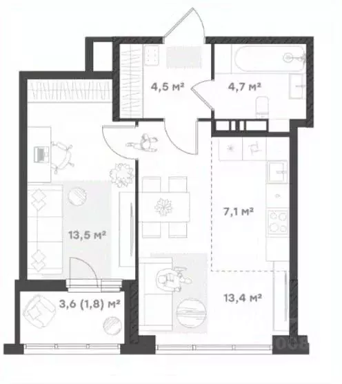 1-к кв. Ярославская область, Ярославль Тутаевское ш., 93Б (45.0 м) - Фото 1