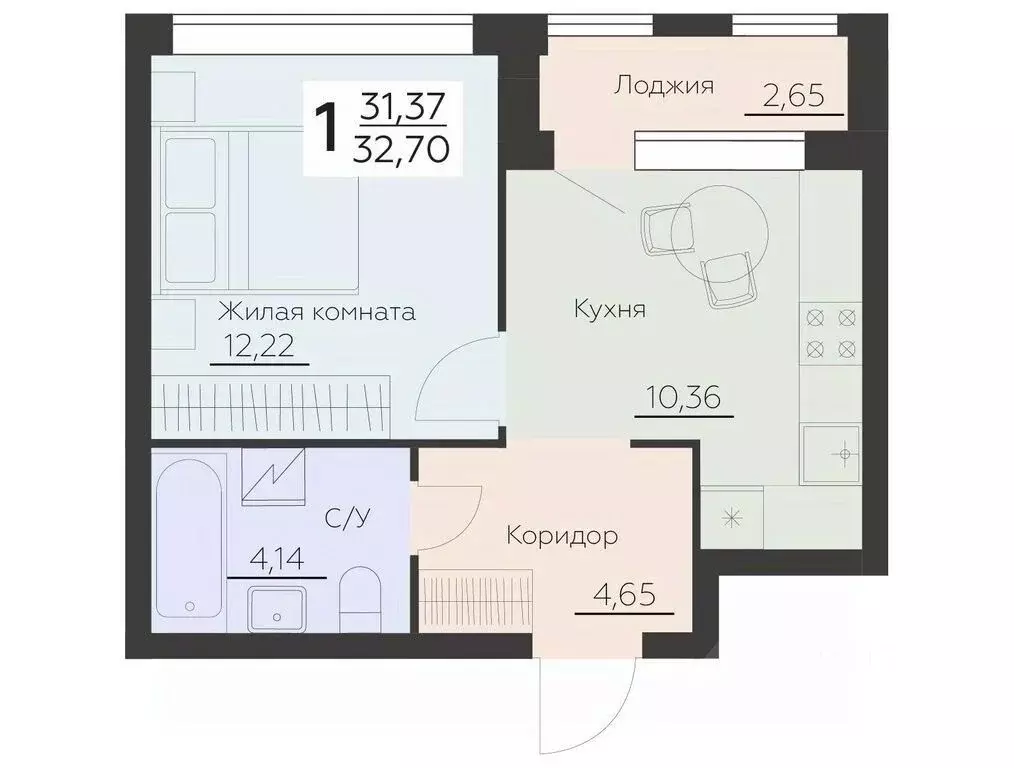 1-к кв. Воронежская область, Воронеж Ленинградская ул., 29Б (32.7 м) - Фото 0