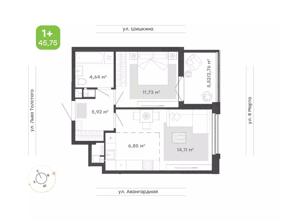 2-к кв. Удмуртия, Ижевск ул. Шишкина, 20к1 (45.75 м) - Фото 0