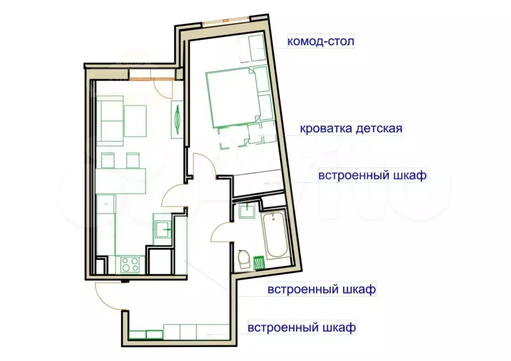 1-к. квартира, 43 м, 21/27 эт. - Фото 0