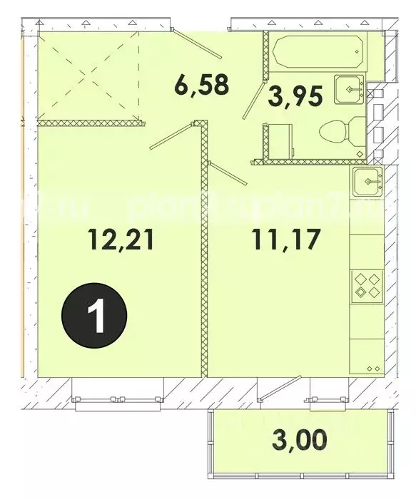 1-к кв. Иркутская область, Иркутский муниципальный округ, пос. ... - Фото 1