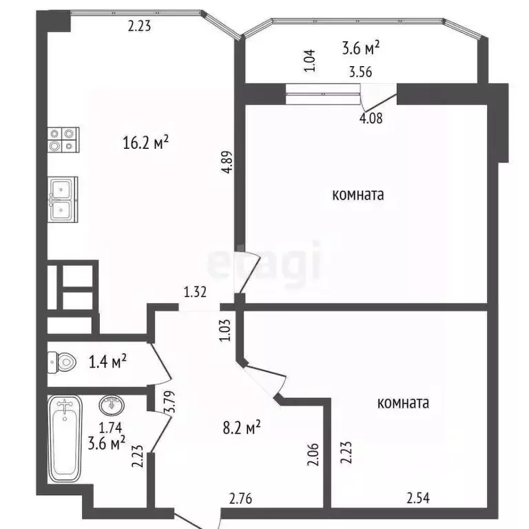 2-к кв. Смоленская область, Смоленск пер. 1-й Краснофлотский, 15Б ... - Фото 2