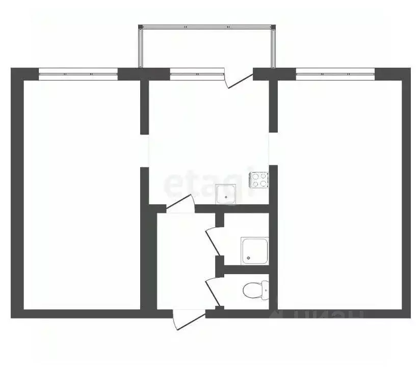 2-к кв. Кемеровская область, Новокузнецк Притомский пгт, ул. ... - Фото 2
