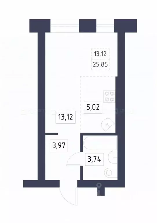 Студия Татарстан, с. Высокая Гора ул. Вторая Ударная, 6 (25.9 м) - Фото 1