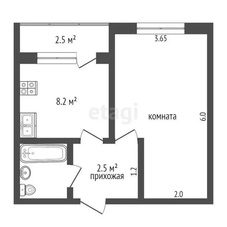 1-комнатная квартира: Богандинский, улица Ломоносова, 15 (37 м) - Фото 0