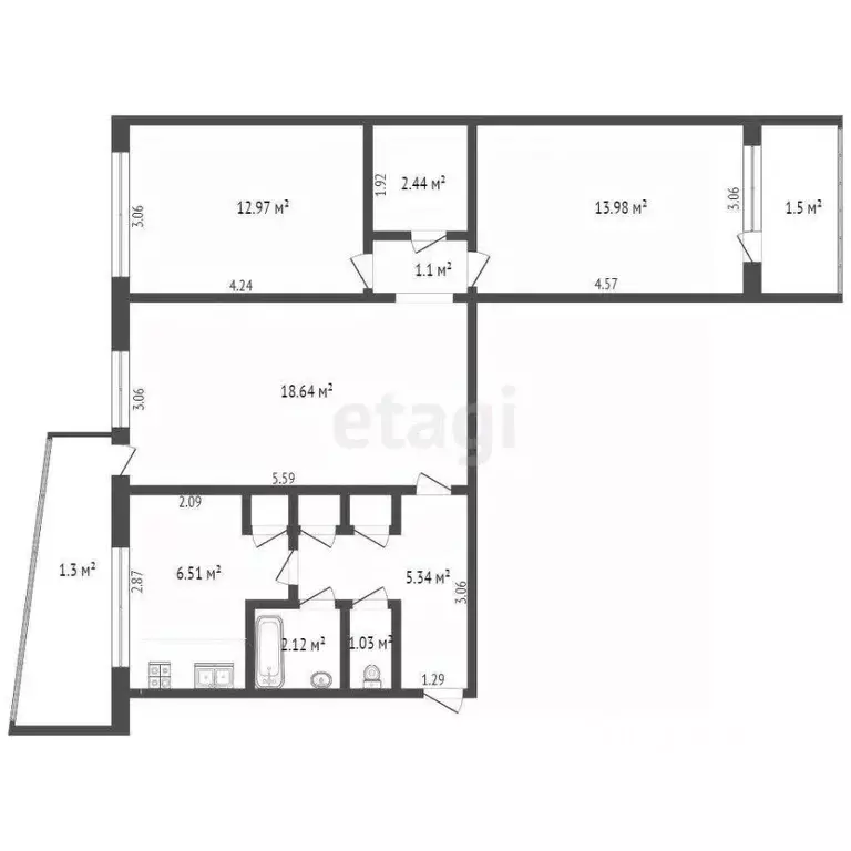 3-к кв. Мордовия, Саранск ул. Коваленко, 53к3 (64.0 м) - Фото 1
