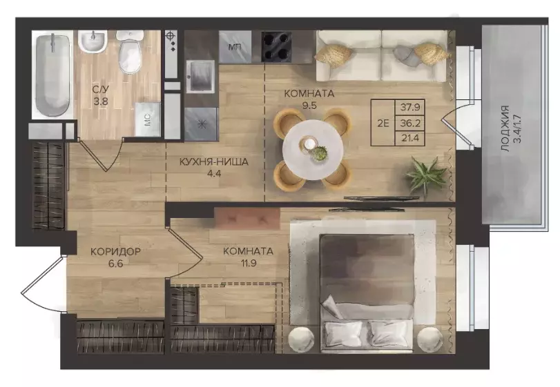 Продаётся 2-к квартира, 37.9 м - Фото 0