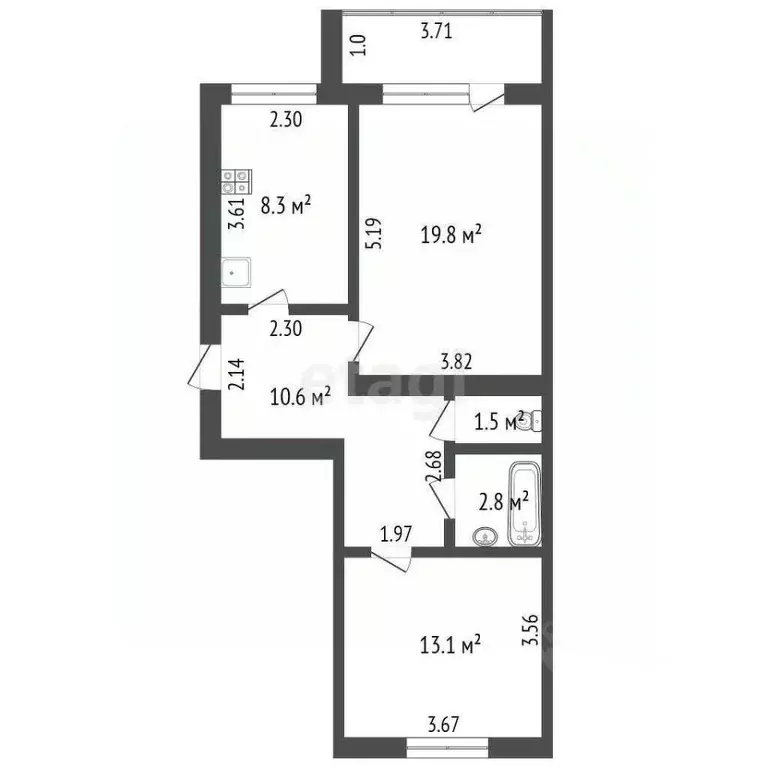 2-к кв. Калужская область, Кондрово Дзержинский район, ул. Пушкина, 76 ... - Фото 1