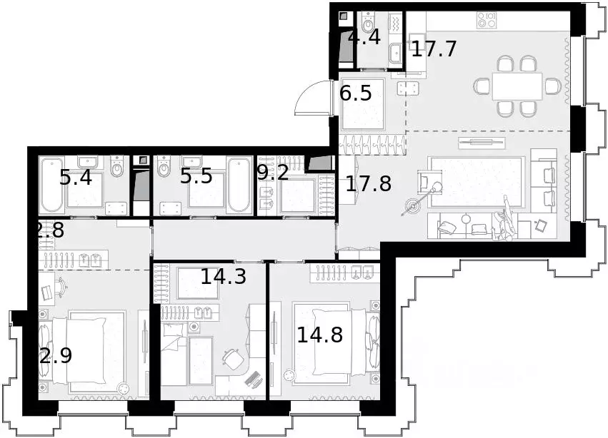 4-к кв. Москва ул. Демьяна Бедного, вл24 (115.8 м) - Фото 0