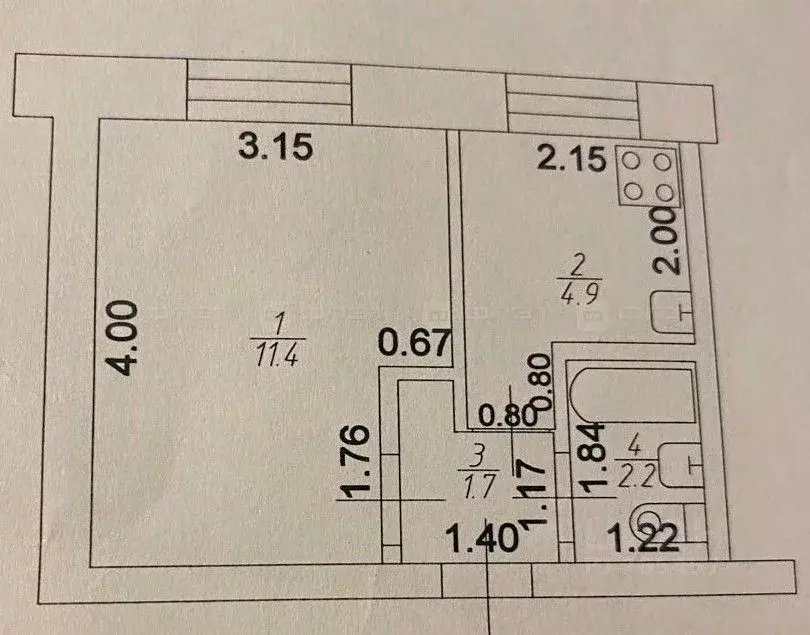 1-к кв. Татарстан, Казань ул. Айдарова, 20 (20.2 м) - Фото 2