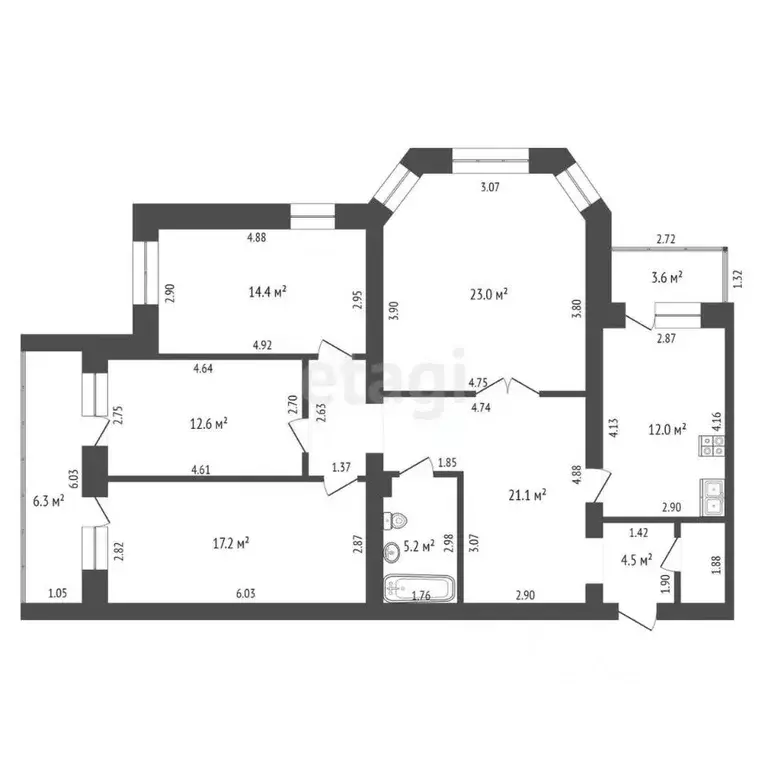 4-к кв. Башкортостан, Стерлитамак ул. Дружбы, 9 (115.3 м) - Фото 2