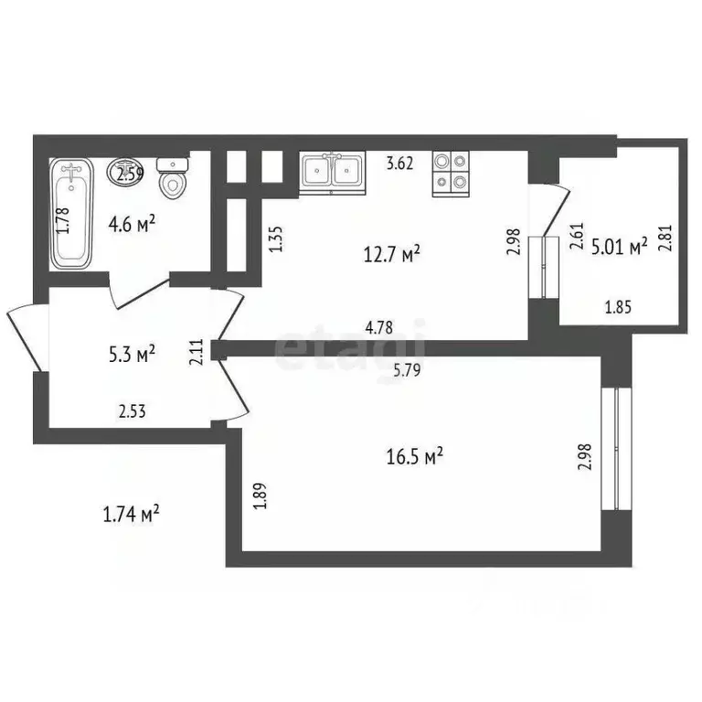 1-к кв. Саха (Якутия), Якутск ул. Рыдзинского, 22А (39.1 м) - Фото 2
