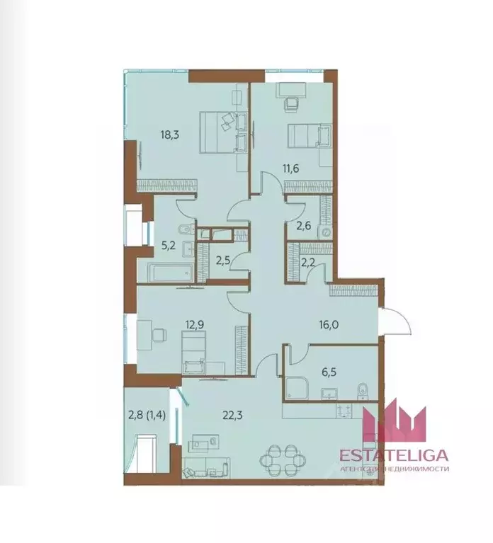 3-к кв. Москва ул. Нижние Мневники, 12 (102.1 м) - Фото 1