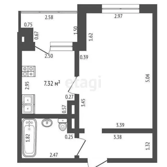 1-комнатная квартира: Абакан, улица Генерала Тихонова, 8 (32.8 м) - Фото 0