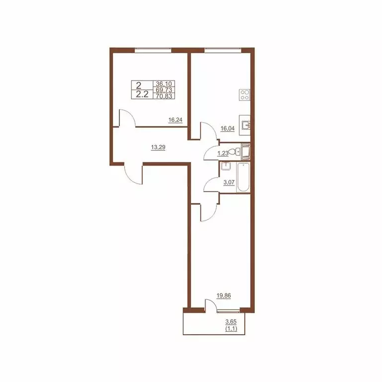 2-комнатная квартира: посёлок Шушары, Московское шоссе, 262к4 (68.8 м) - Фото 2