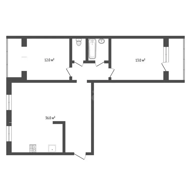 2-комнатная квартира: Тюмень, улица Елизарова, 74 (64.4 м) - Фото 1