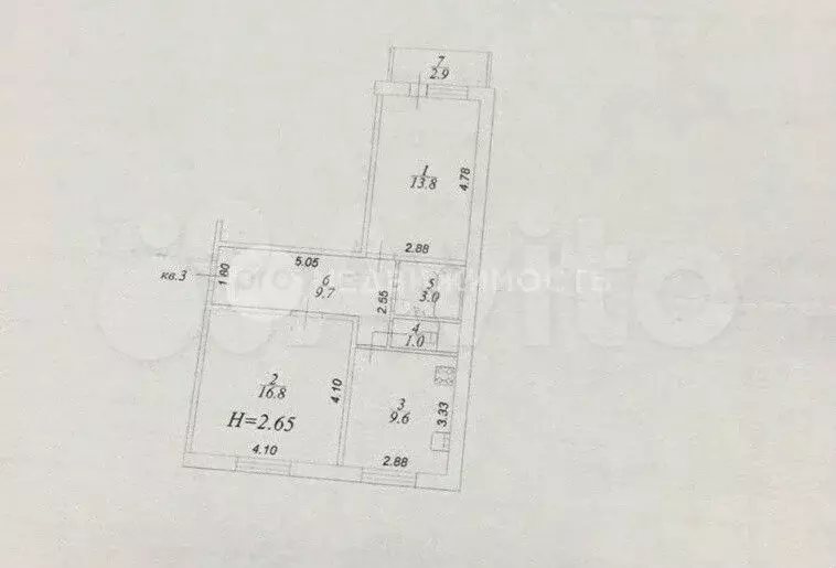 2-к. квартира, 53,9 м, 1/5 эт. - Фото 0