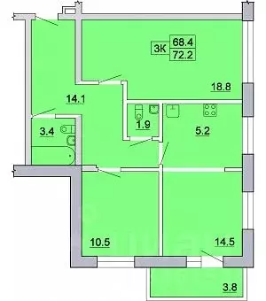 3-к кв. Иркутская область, Иркутск Ново-Ленино мкр, 1-й Ленинский ... - Фото 0