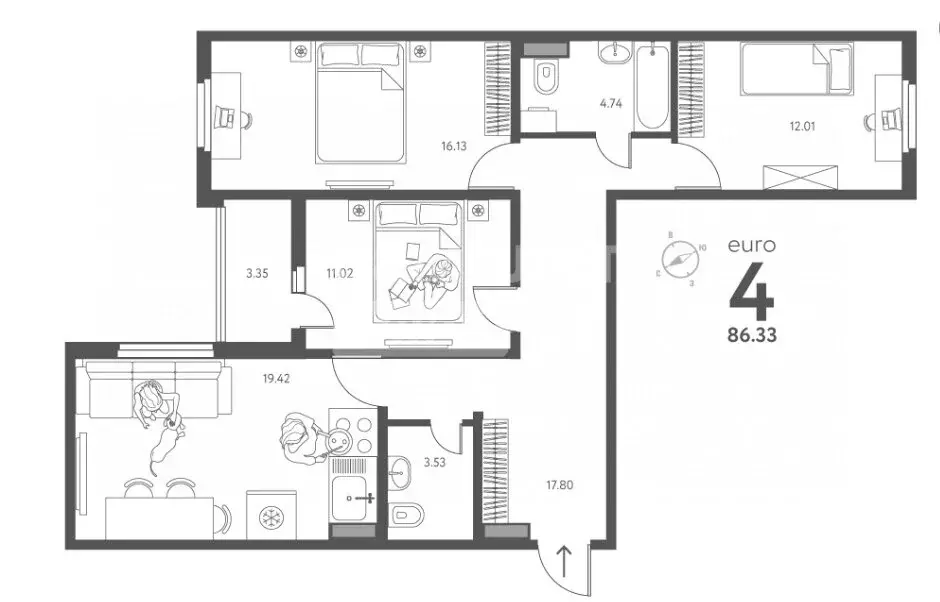 4-комнатная квартира: Липецк, улица Перова, 2Д (86.33 м) - Фото 0