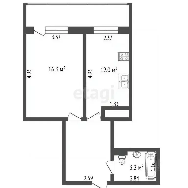 1-к кв. Татарстан, Набережные Челны 12-й комплекс, 7А (45.0 м) - Фото 2