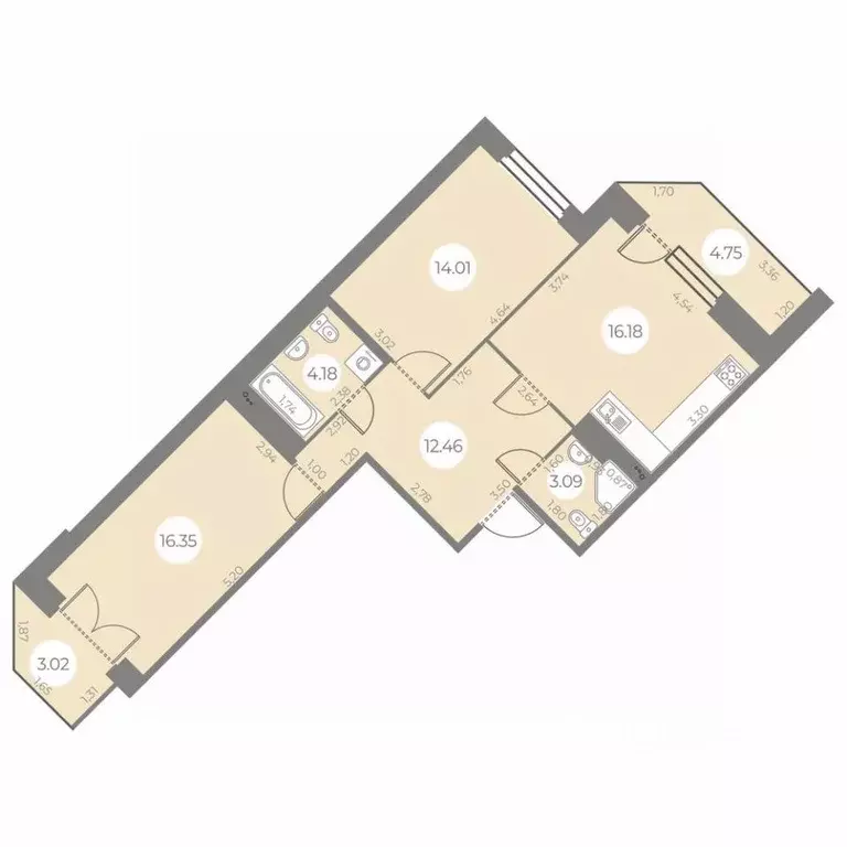 2-к кв. Санкт-Петербург ул. Маршала Захарова, 8 (70.15 м) - Фото 0