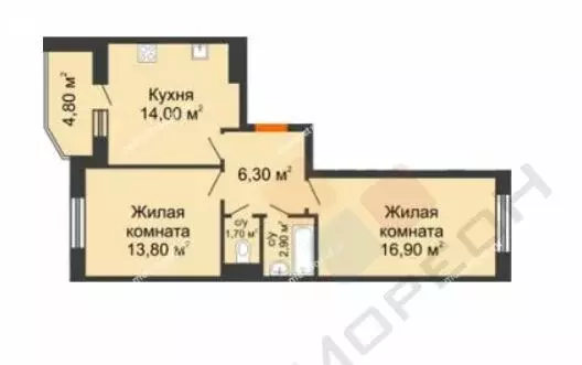 2-комнатная квартира: Краснодар, улица Григория Булгакова, 6 (56 м) - Фото 0