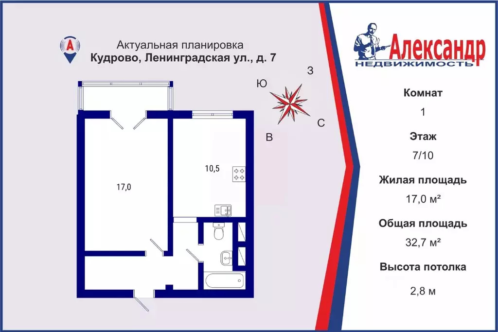 1-к кв. Ленинградская область, Кудрово г. Всеволожский район, ... - Фото 1