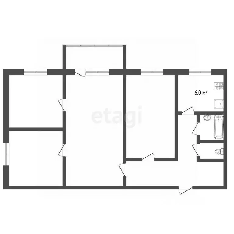 4-к кв. Татарстан, Лениногорск просп. Шашина, 6 (60.4 м) - Фото 1