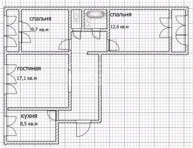 3-к кв. Брянская область, Брянск ул. Брянского Фронта, 12 (62.4 м) - Фото 1