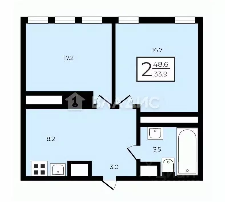 2-к кв. Москва Рублевское ш., 101 (48.6 м) - Фото 2