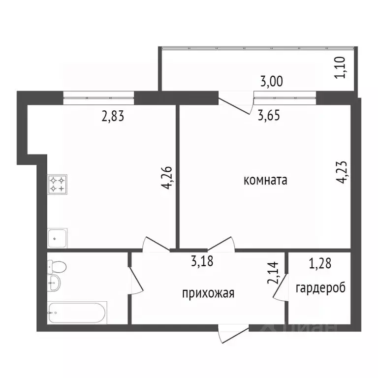 1-к кв. Красноярский край, Красноярск ул. Калинина, 185 (44.6 м) - Фото 2