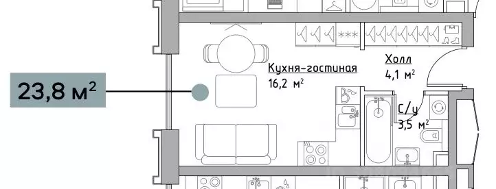 Студия Москва Дубининская ул., 59к9 (23.9 м) - Фото 0