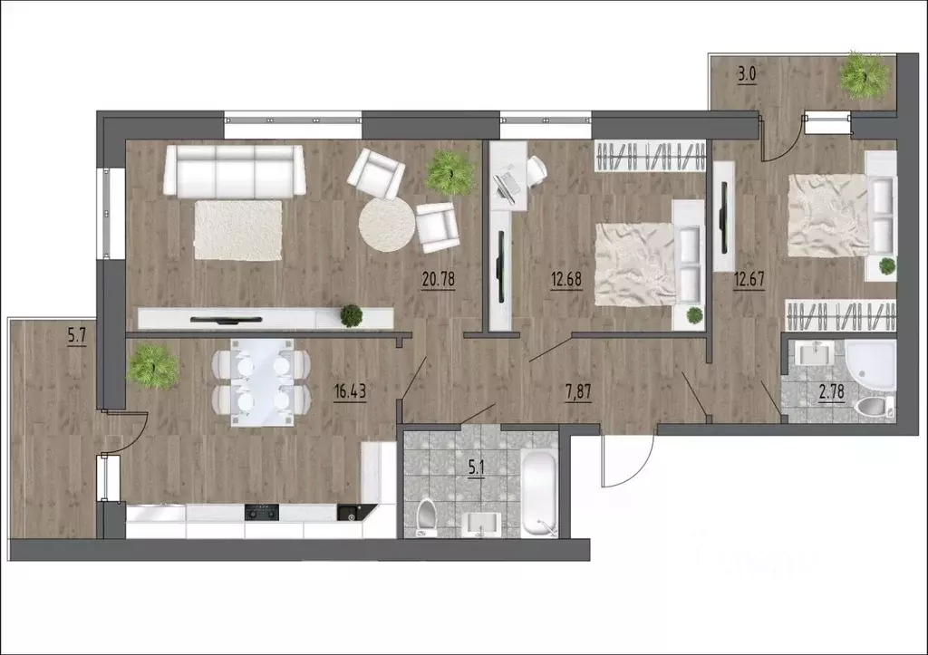 3-к кв. Липецкая область, Усмань ул. Фридриха Энгельса, 151 (76.8 м) - Фото 1