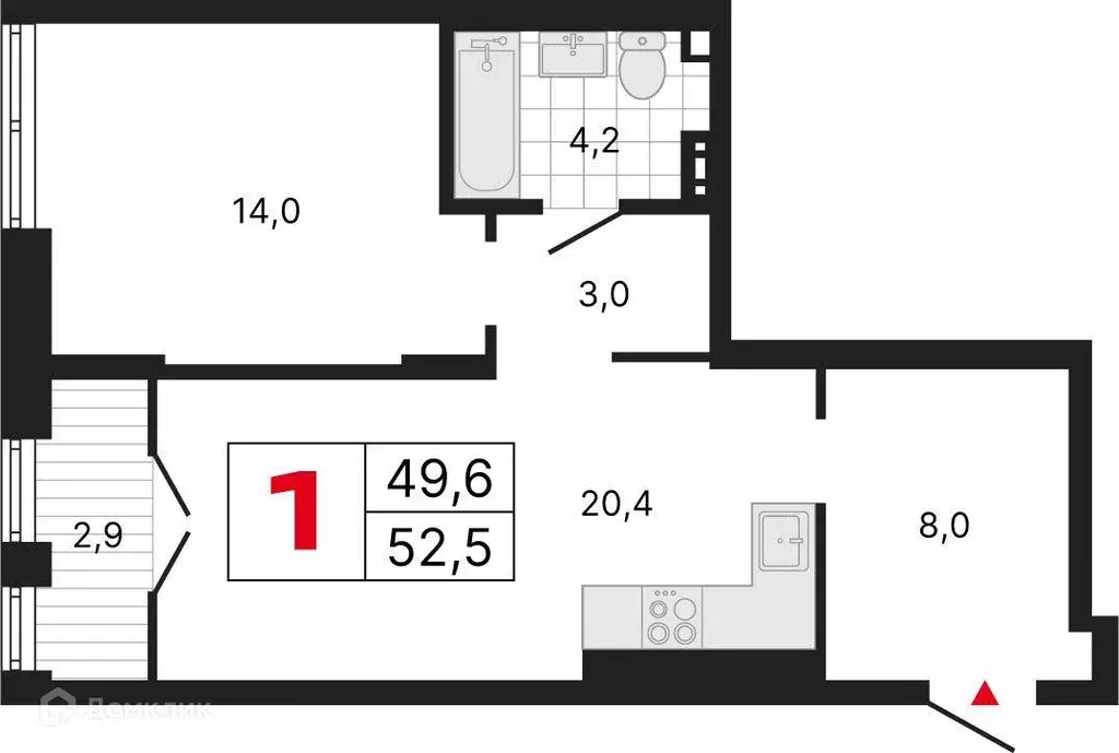 Продаётся 1-к квартира, 52.5 м - Фото 0