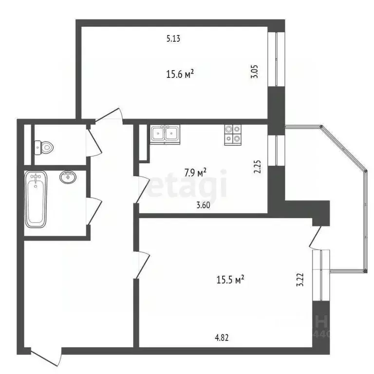2-к кв. Тюменская область, Тюмень ул. Николая Чаплина, 126 (52.4 м) - Фото 2