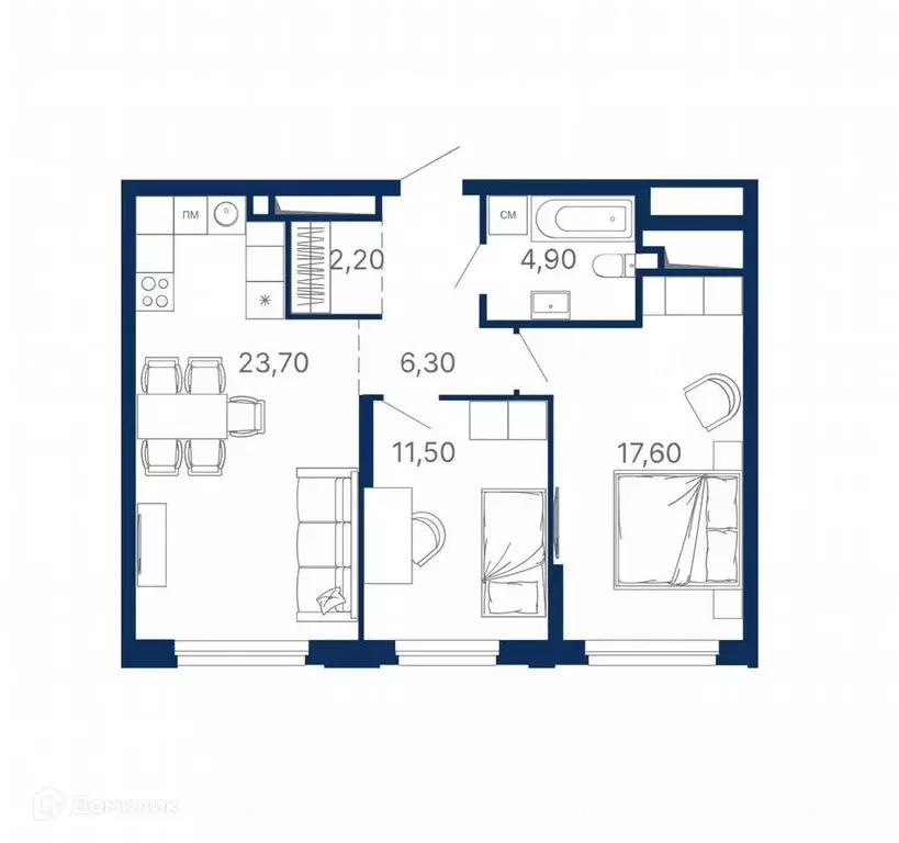 Продаётся 2-к квартира, 66.2 м - Фото 1