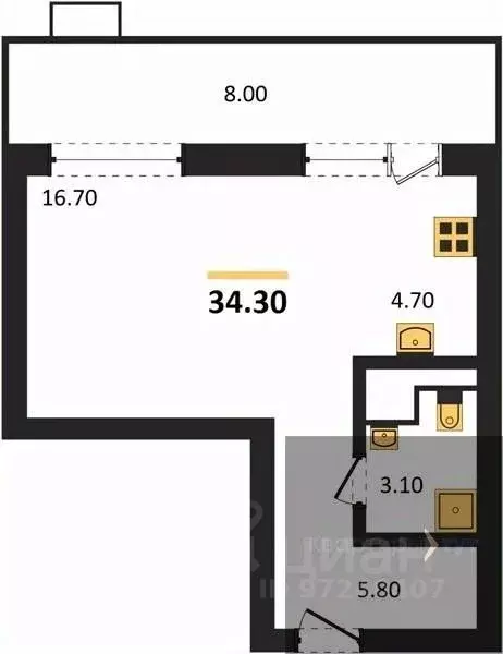 Студия Воронежская область, Воронеж Ключи мкр, Ключи-клаб жилой ... - Фото 1