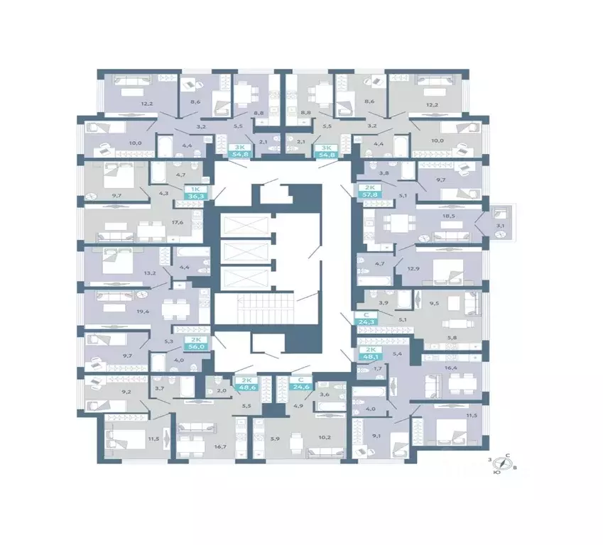 Студия Тюменская область, Тюмень Айрис жилой комплекс (24.3 м) - Фото 2