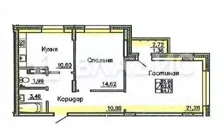 2-к кв. Воронежская область, Воронеж ул. Кривошеина, 13/13 (63.4 м) - Фото 1