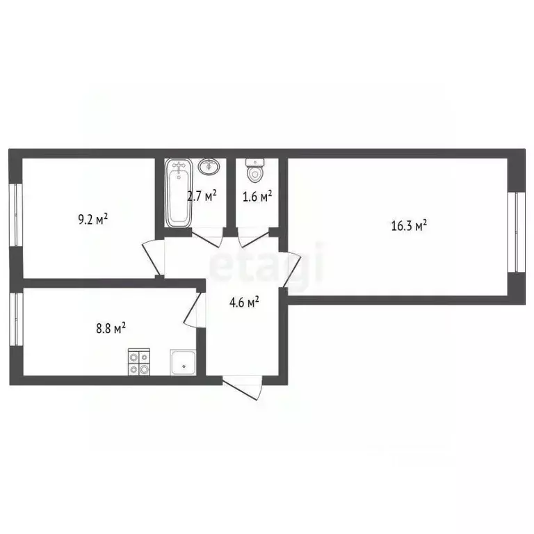 2-к кв. Архангельская область, Котлас ул. Таежная, 18 (44.3 м) - Фото 2