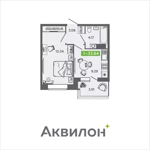 1-комнатная квартира: Северодвинск, проспект Труда, 74к2 (33.84 м) - Фото 0