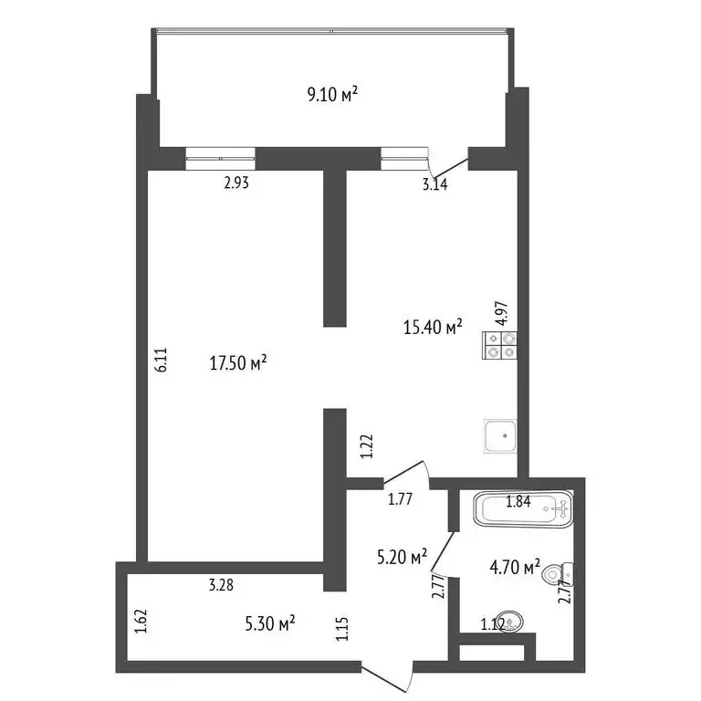 1-комнатная квартира: Тюмень, улица Мельникайте, 38 (48.4 м) - Фото 1