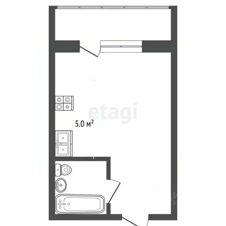 Студия Самарская область, Самара ул. Николая Баженова, 4 (32.0 м) - Фото 2