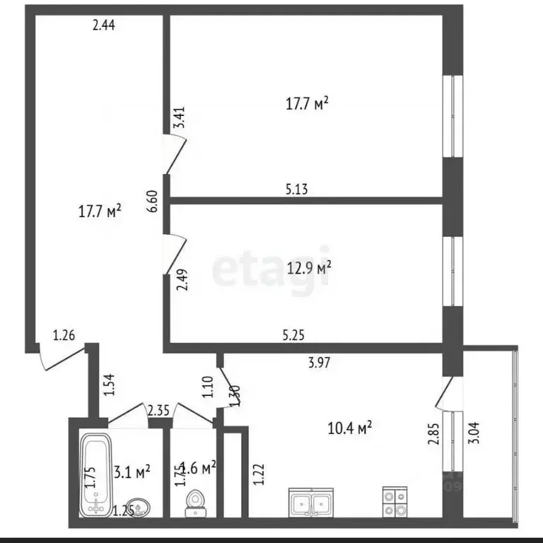 2-к кв. Смоленская область, Смоленск ш. Киевское, 60 (63.5 м) - Фото 1