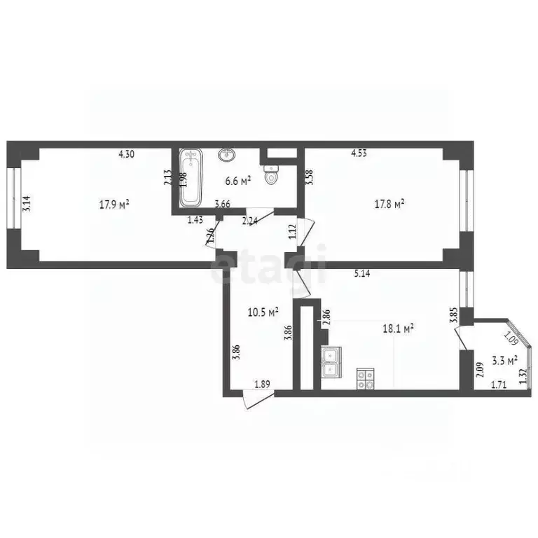 2-к кв. Калининградская область, Калининград Советский просп., 81к2 ... - Фото 2