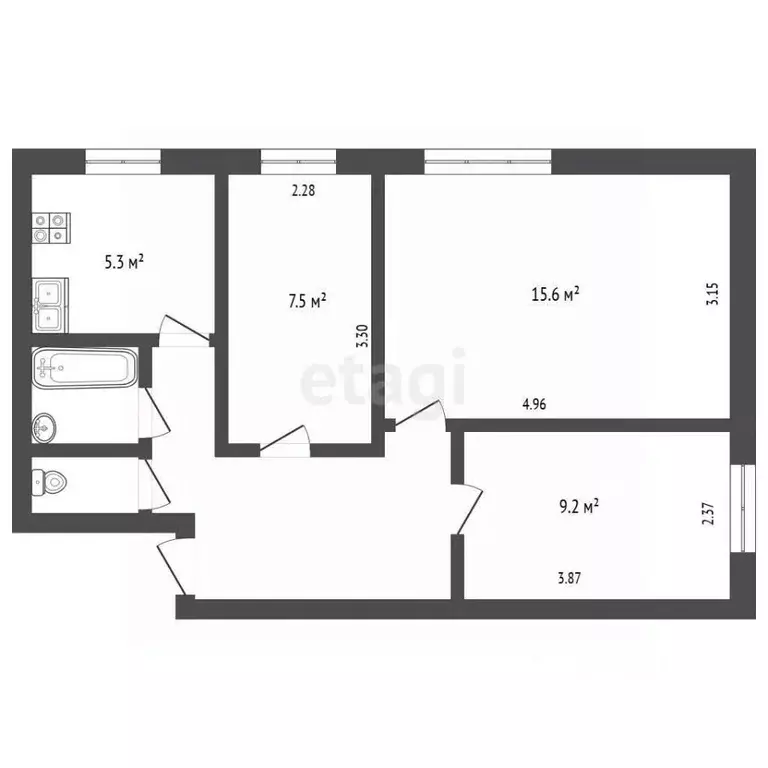 3-к кв. Калужская область, Калуга ул. Суворова, 157 (51.0 м) - Фото 2